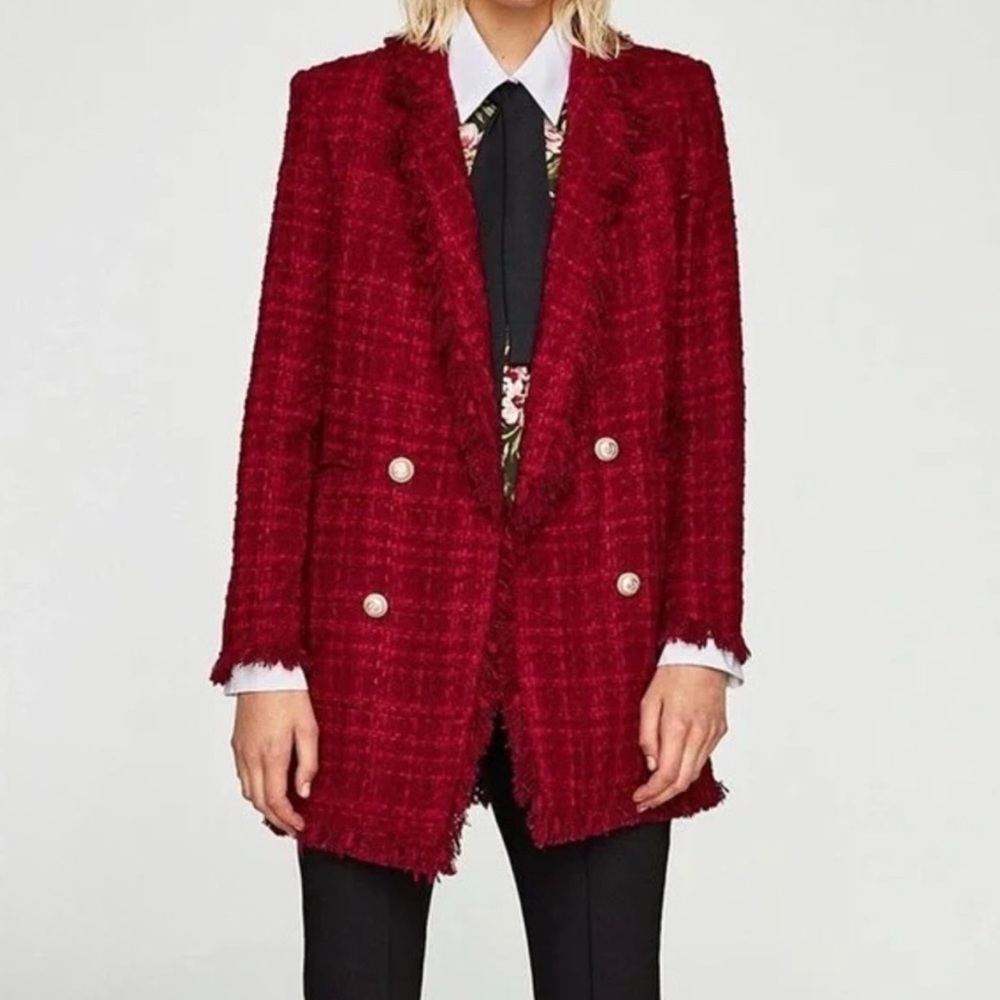 Zara Bloggers Favorite! Red Tweed Women's Jacket
